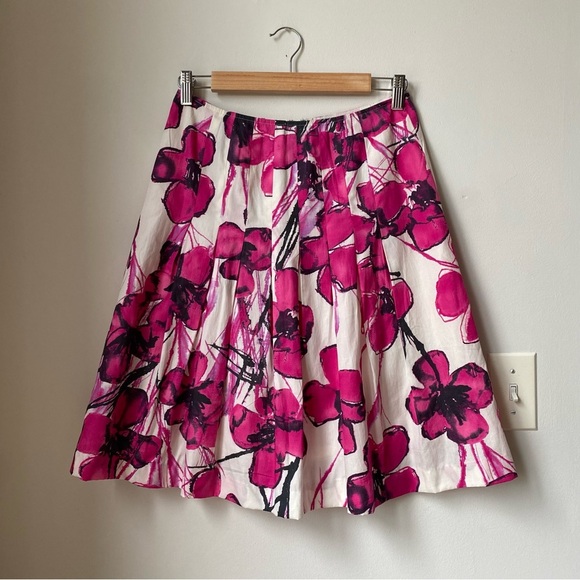 Lafayette 148 New York Pink Floral A-Line Skirt - Picture 1 of 6